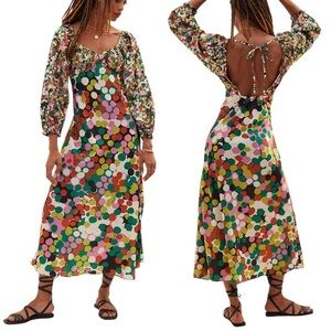 PORRIDGE x ANTHROPOLOGIE *Rare* Puff Sleeve Polka Dot Multicolor Maxi Dress
